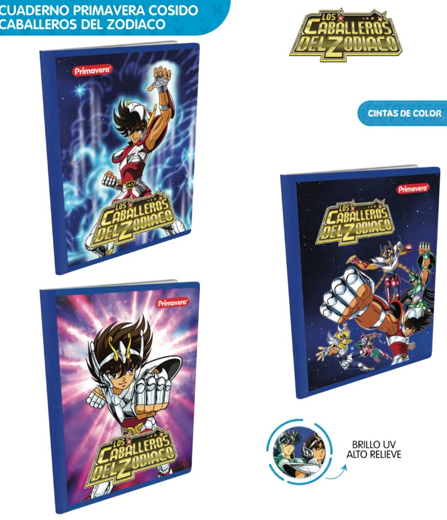 Cuaderno cosido prim. 100 H cuadro caballeros del zodi