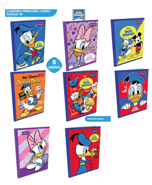 Cuaderno cosido prim. 100 H cuadro donald