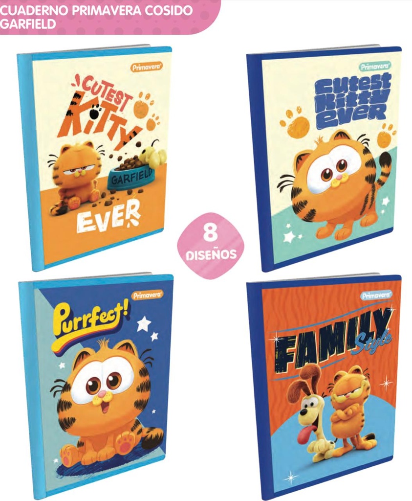 Cuaderno cosido prim. 100 H cuadro garfield