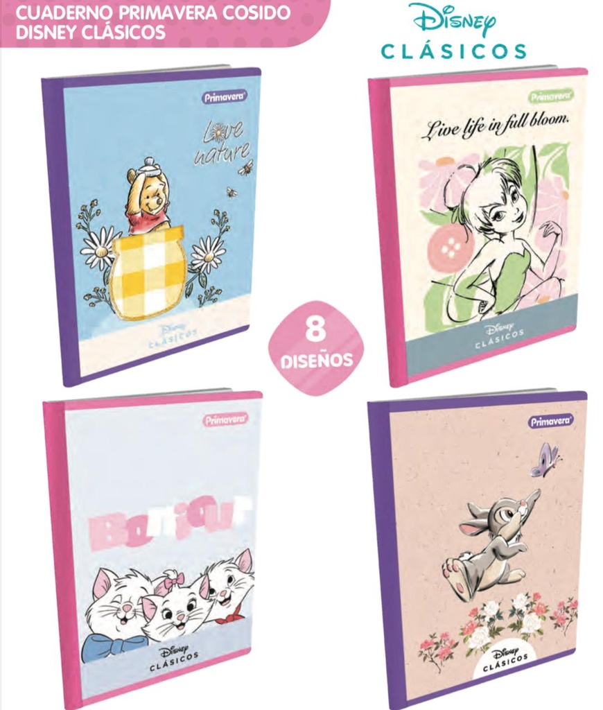 Cuaderno cosido prim. 100 H cuadros disney
