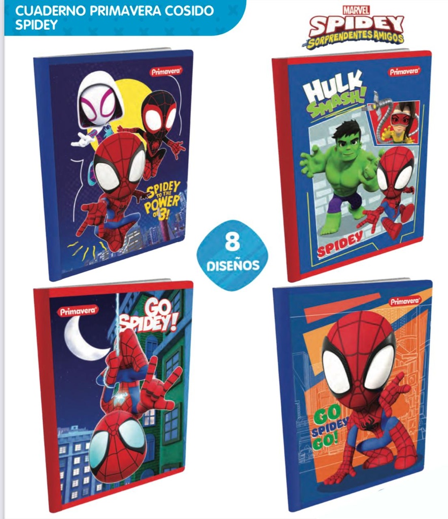 Cuaderno cosido prim. 100 H cuadros spidey marvel