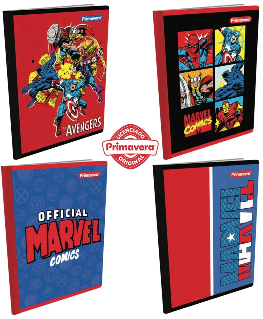 Cuaderno cosido prim. 100 H raya marvel