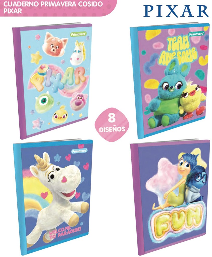 Cuaderno cosido primavera 100H raya pixar fluffy niña