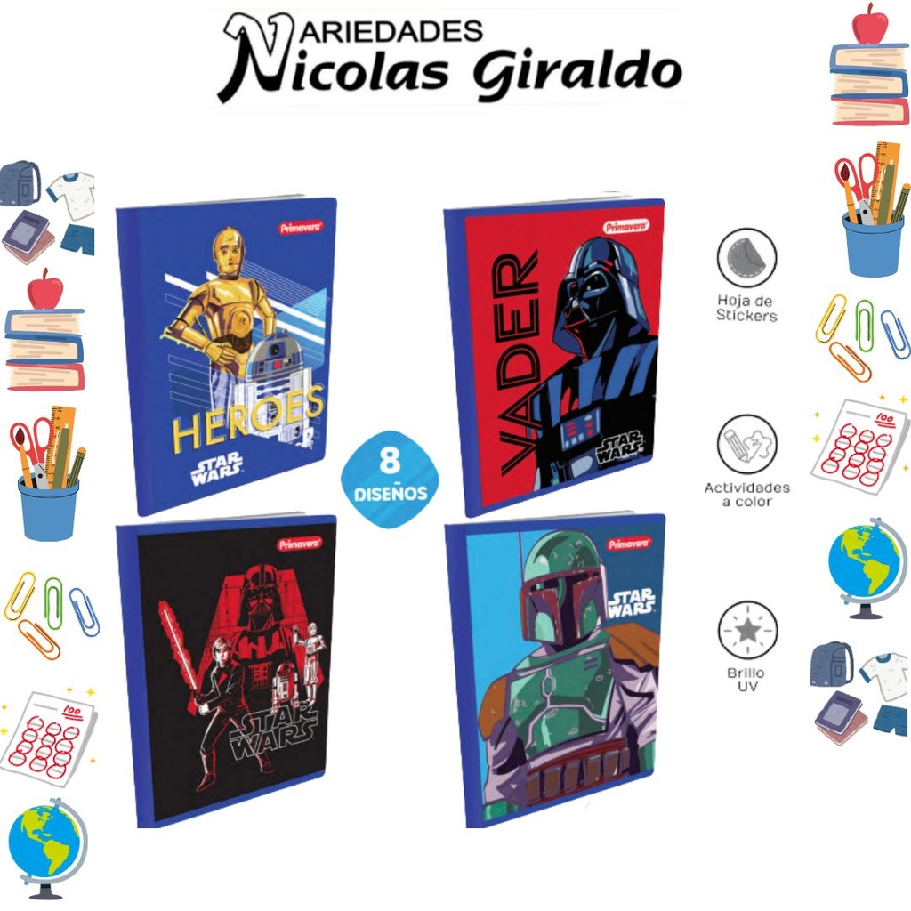 Cuaderno cosido primavera 100H raya start wars