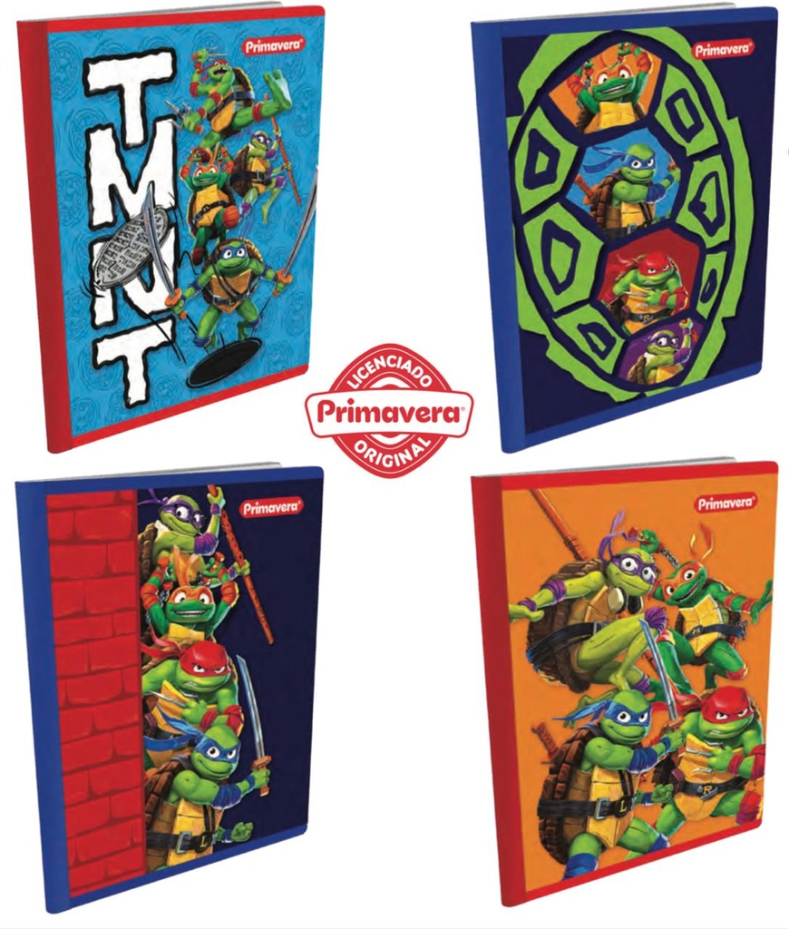 Cuaderno cosido prim. 100 H raya tortugas ninja
