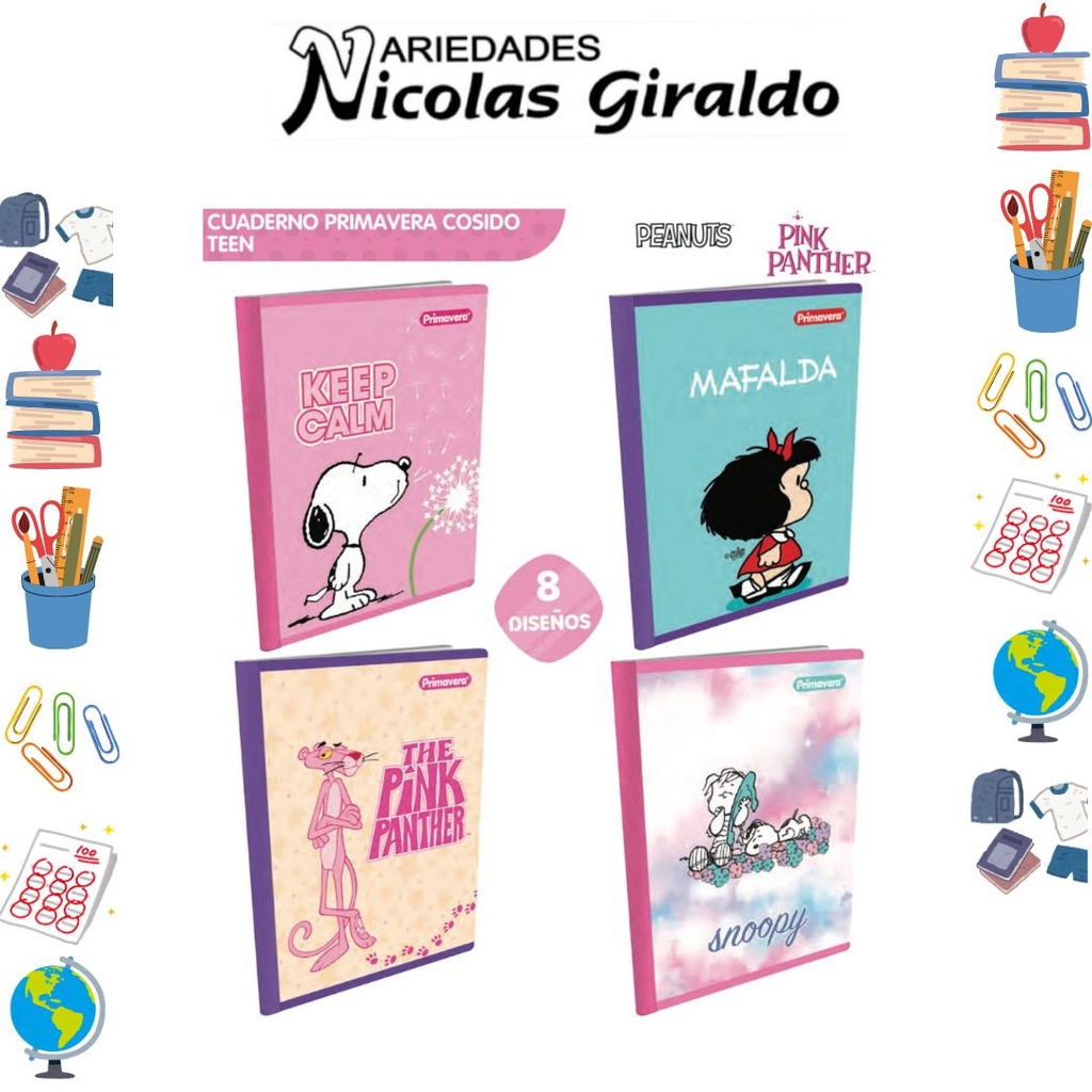 Cuaderno cosido prim. 100 H rayas mujer