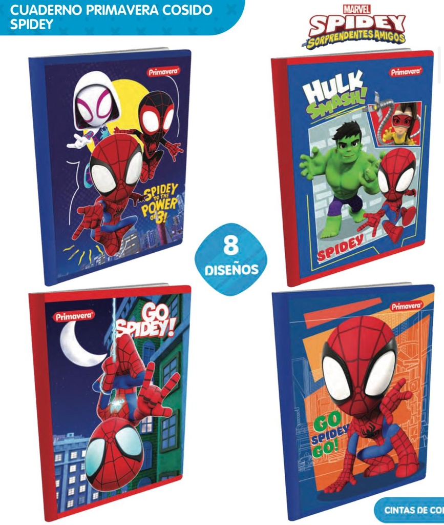 Cuaderno cosido prim. 100 H rayas spidey marvel