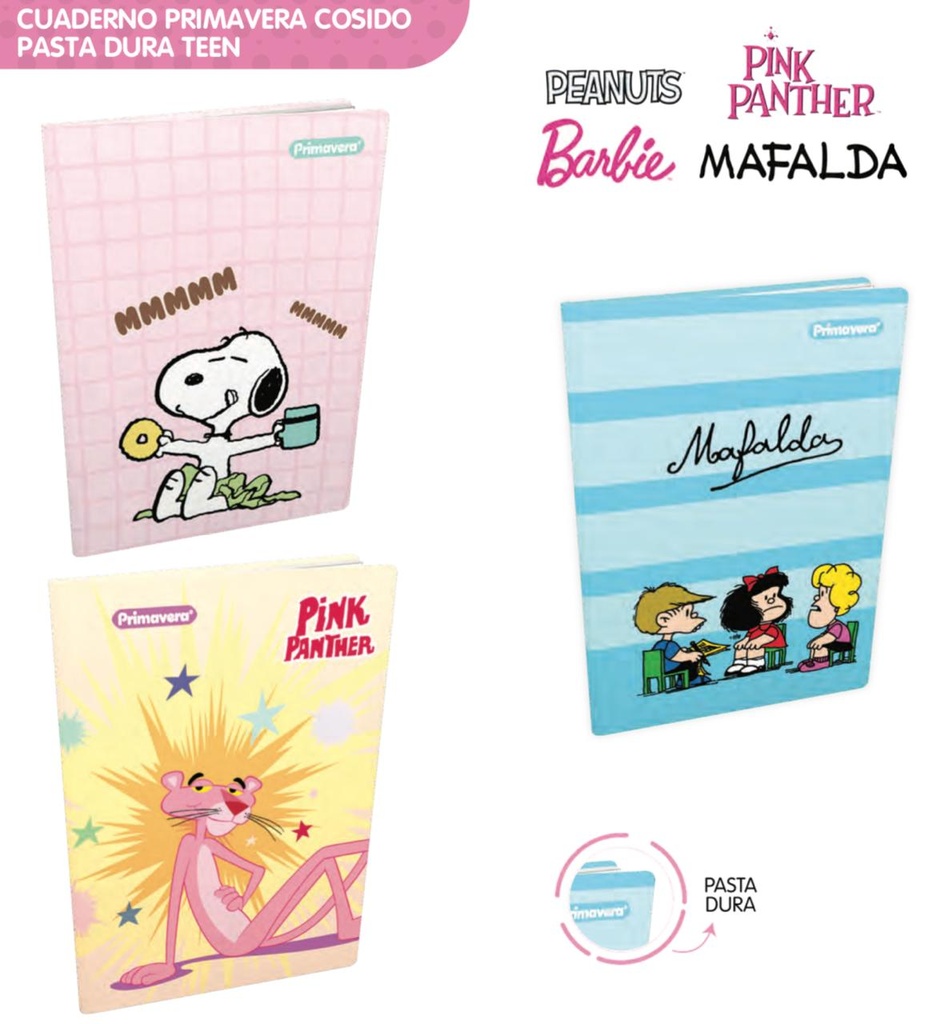 Cuaderno cosido prim. p.dura100 H raya mujer