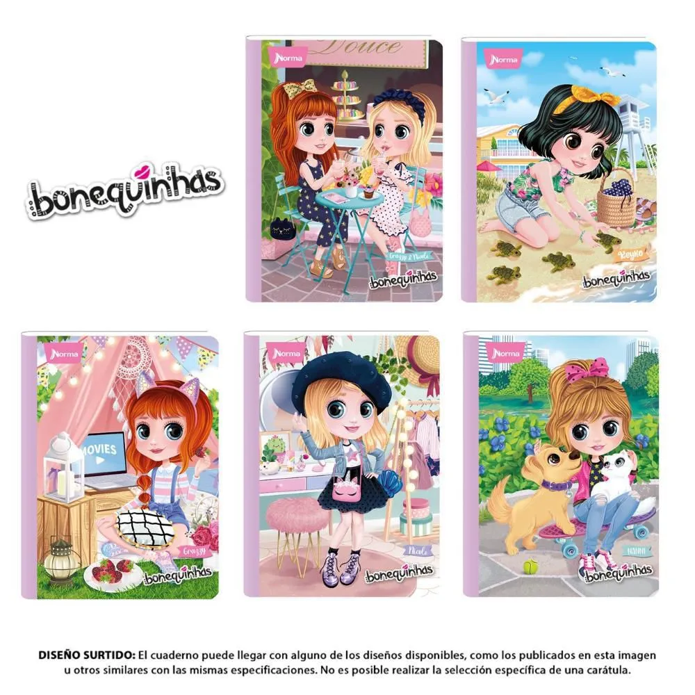 Cuaderno norma gama media bonequinhas 100H cuadro