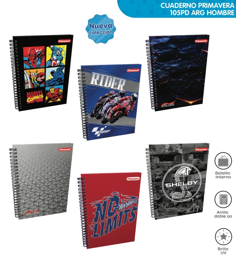 Cuaderno prim. argollado academico cuadro hombre