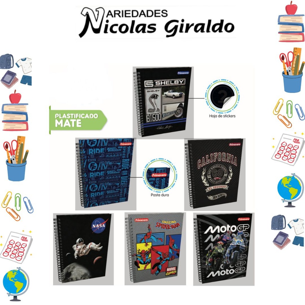 Cuaderno primavera argollado academico cuadro hombre