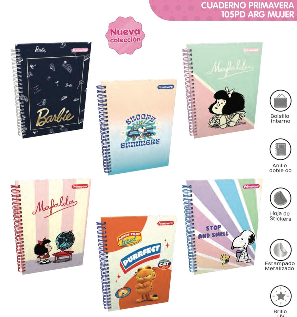 Cuaderno prim. argollado academico cuadro mujer