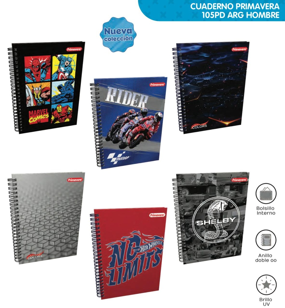 Cuaderno prim. argollado grande hombre rayas