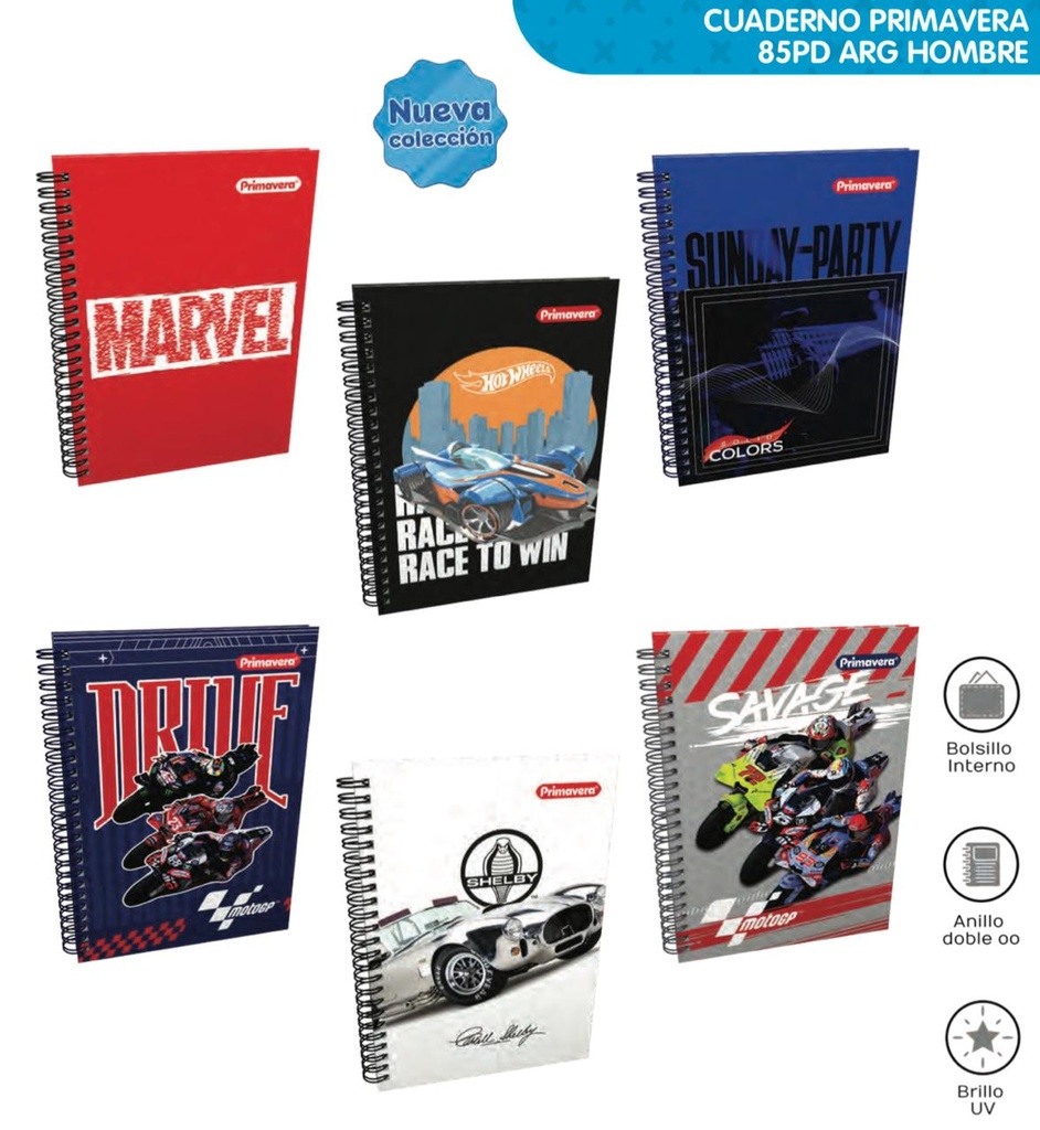 Cuaderno prim. argollado pequeño hombre cuadros