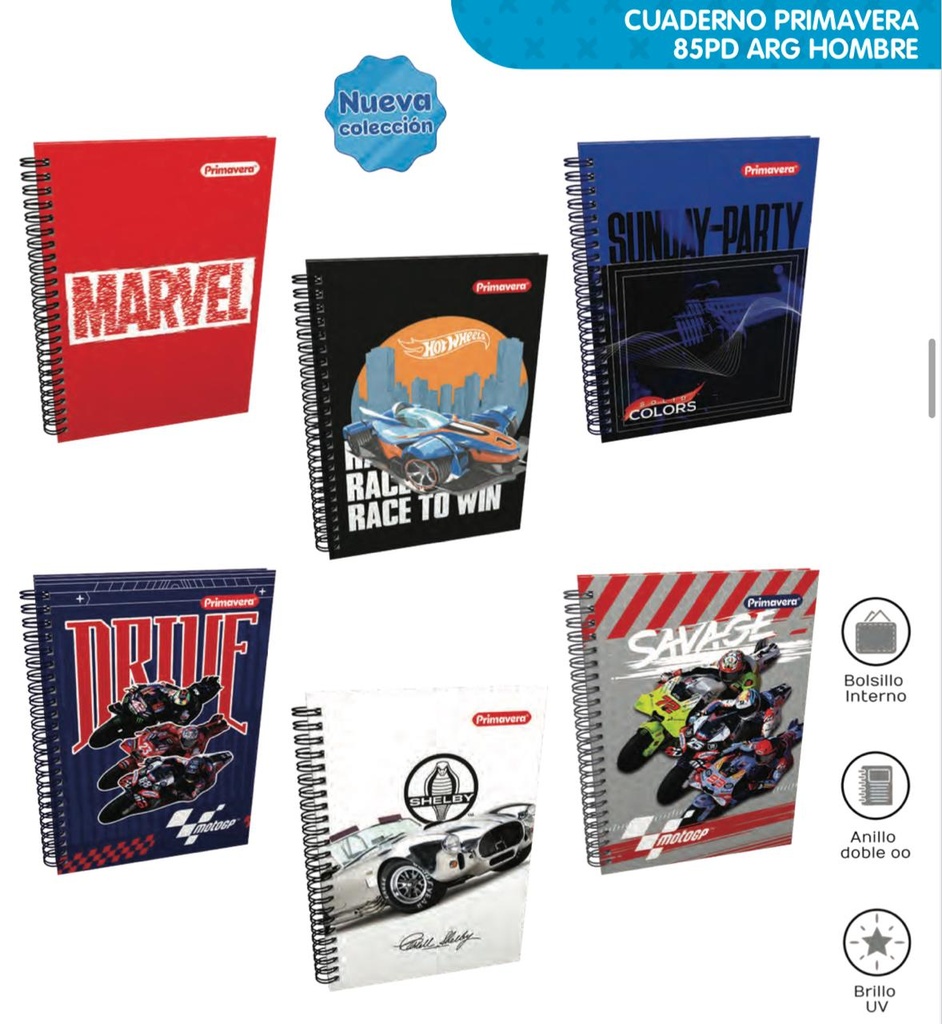 Cuaderno prim. argollado pequeño hombre raya