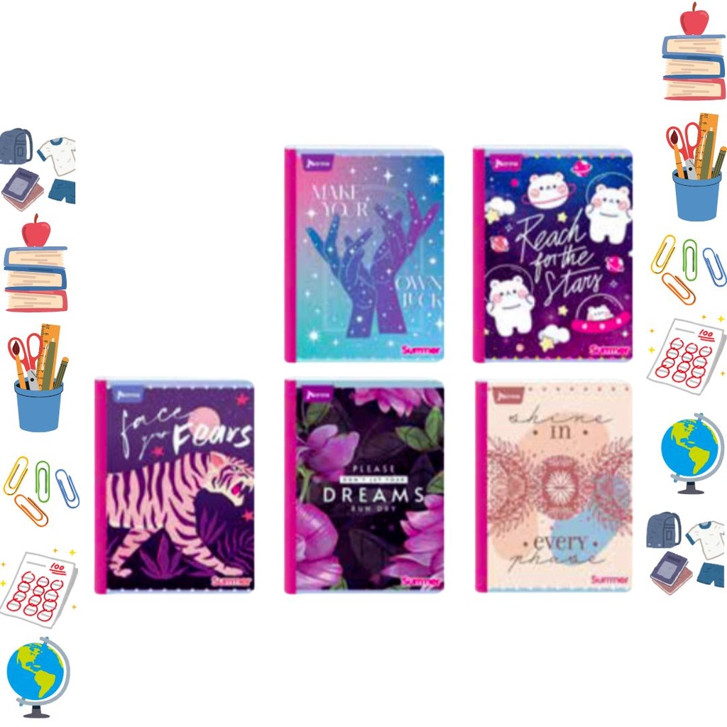 Cuaderno sumer sticker cosido 100H femenino cuadro (557429*)