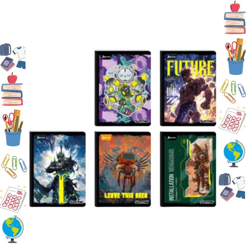 Cuaderno sumer sticker cosido 100H masculino raya