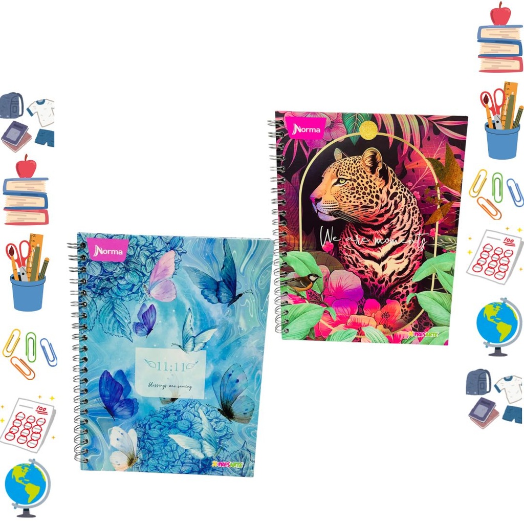 Cuaderno xpresarte argollado grande dura book femenino raya