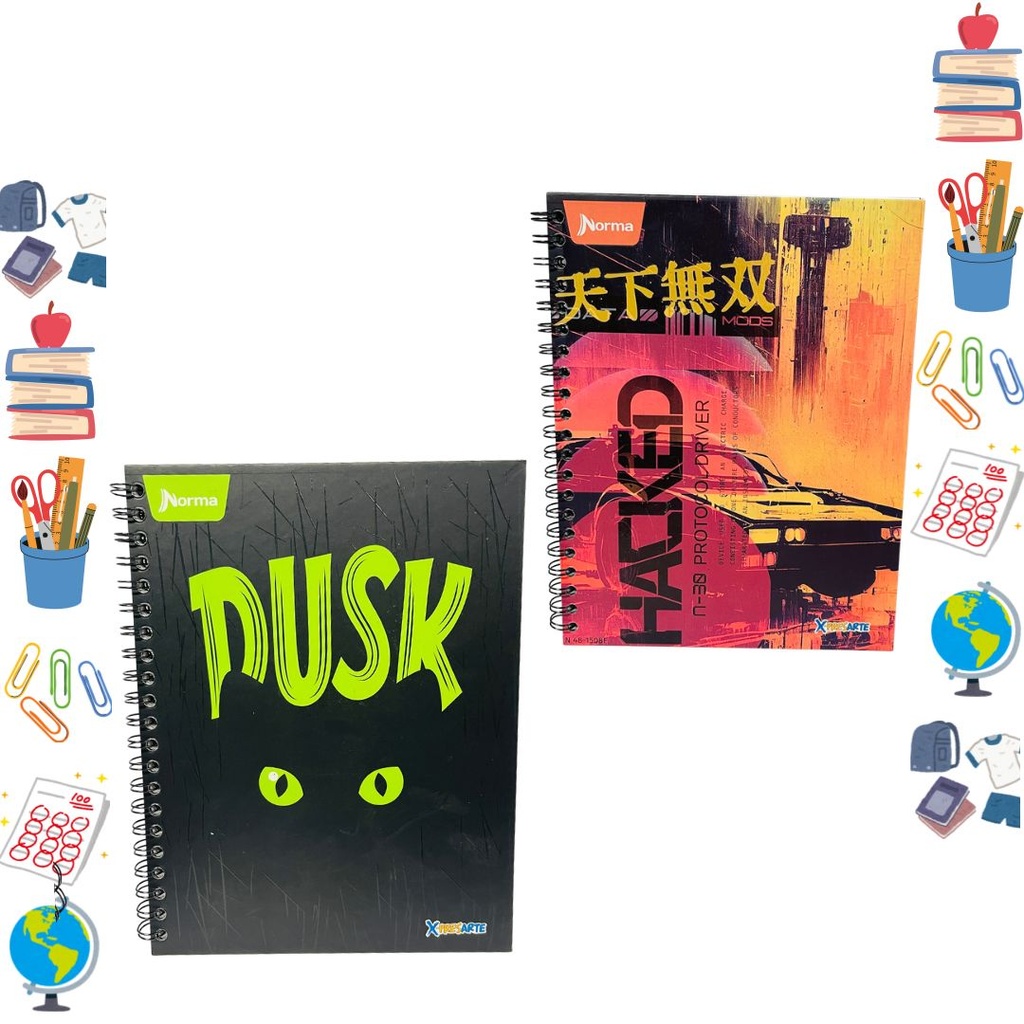 Cuaderno xpresarte argollado grande dura book masculino raya