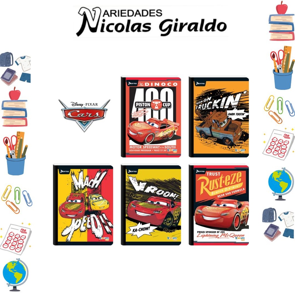 Cuaderno xpresarte cosido licencia 100H rayas cars
