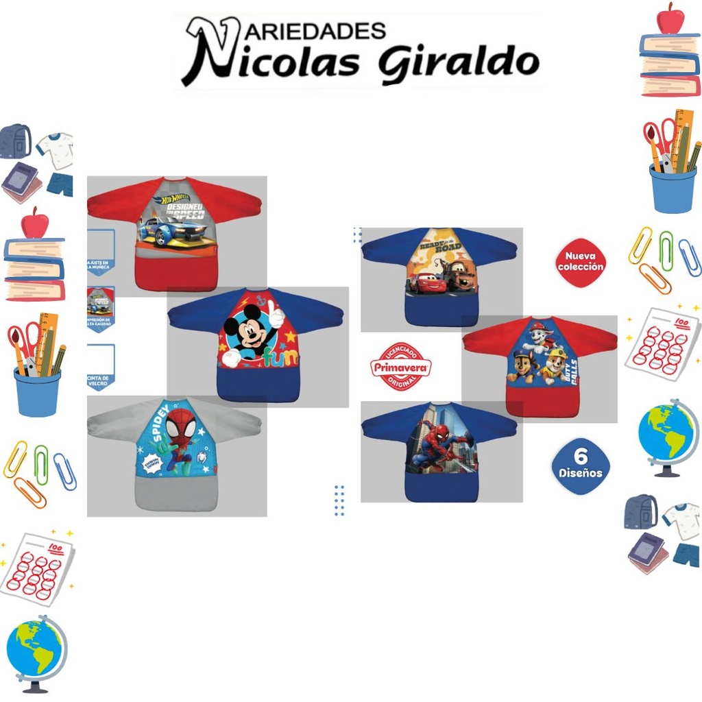 Delantal prim personajes con manga niño