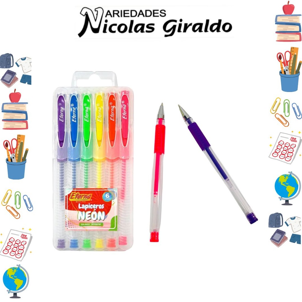 Lapicero eterna gel neon x6 