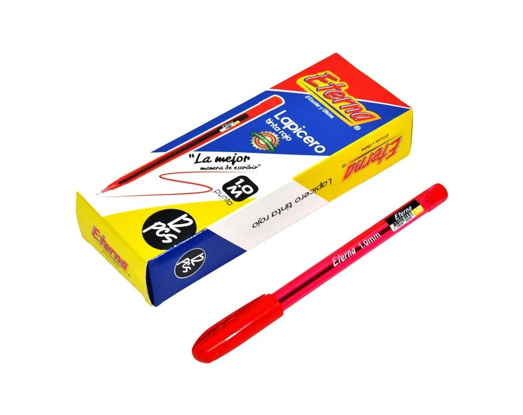 Lapicero eterna rojo tapa x12