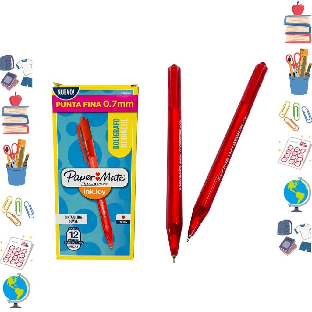 Lapicero kilometrico retractil rojo .7 x12