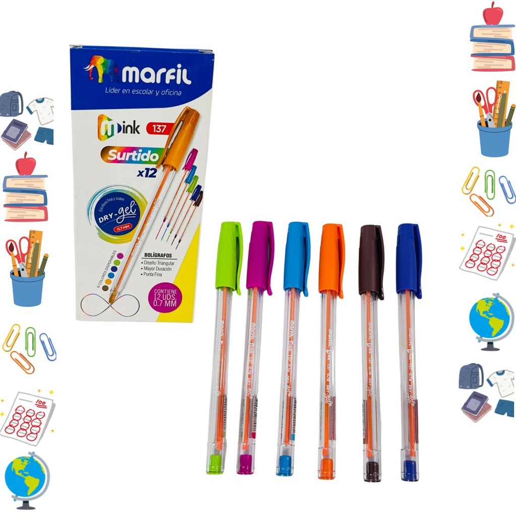 Lapicero marfil tapa surtido .7 x12