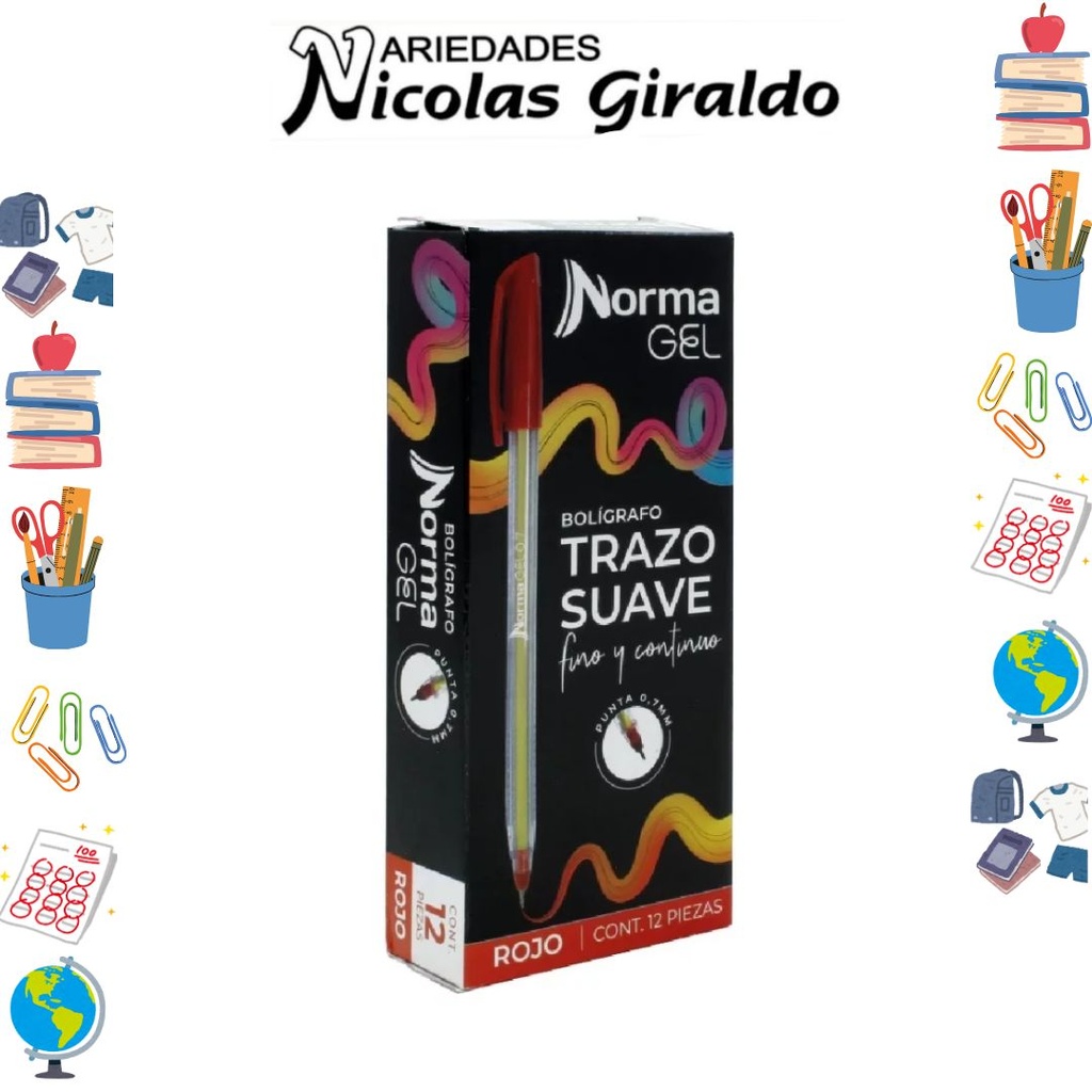 Lapicero norma .7 tapa rojo x12