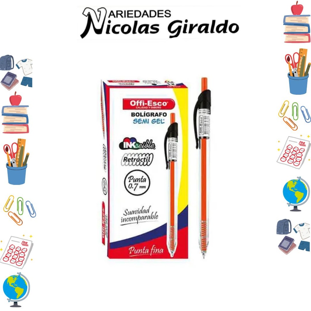 Lapicero offi-Esco retractil negro x12