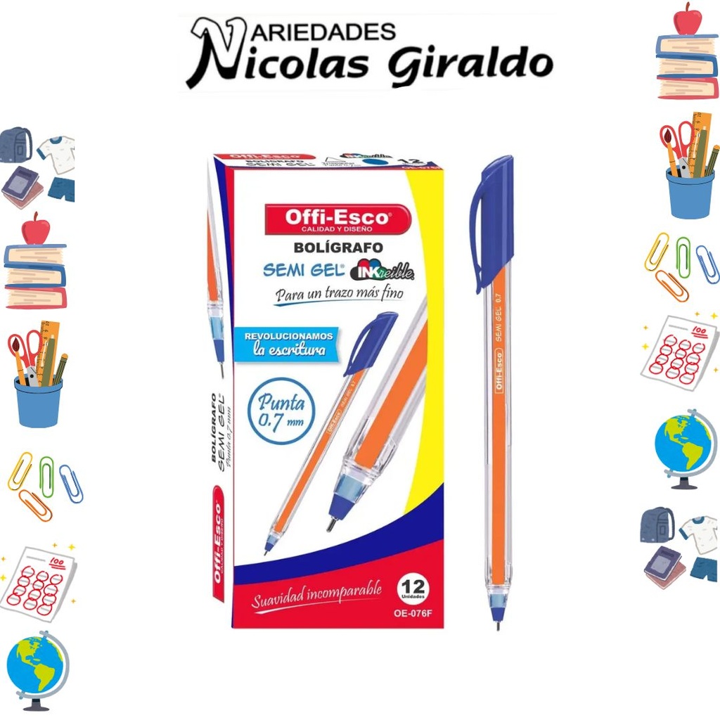 Lapicero offi-Esco tapa azul x12