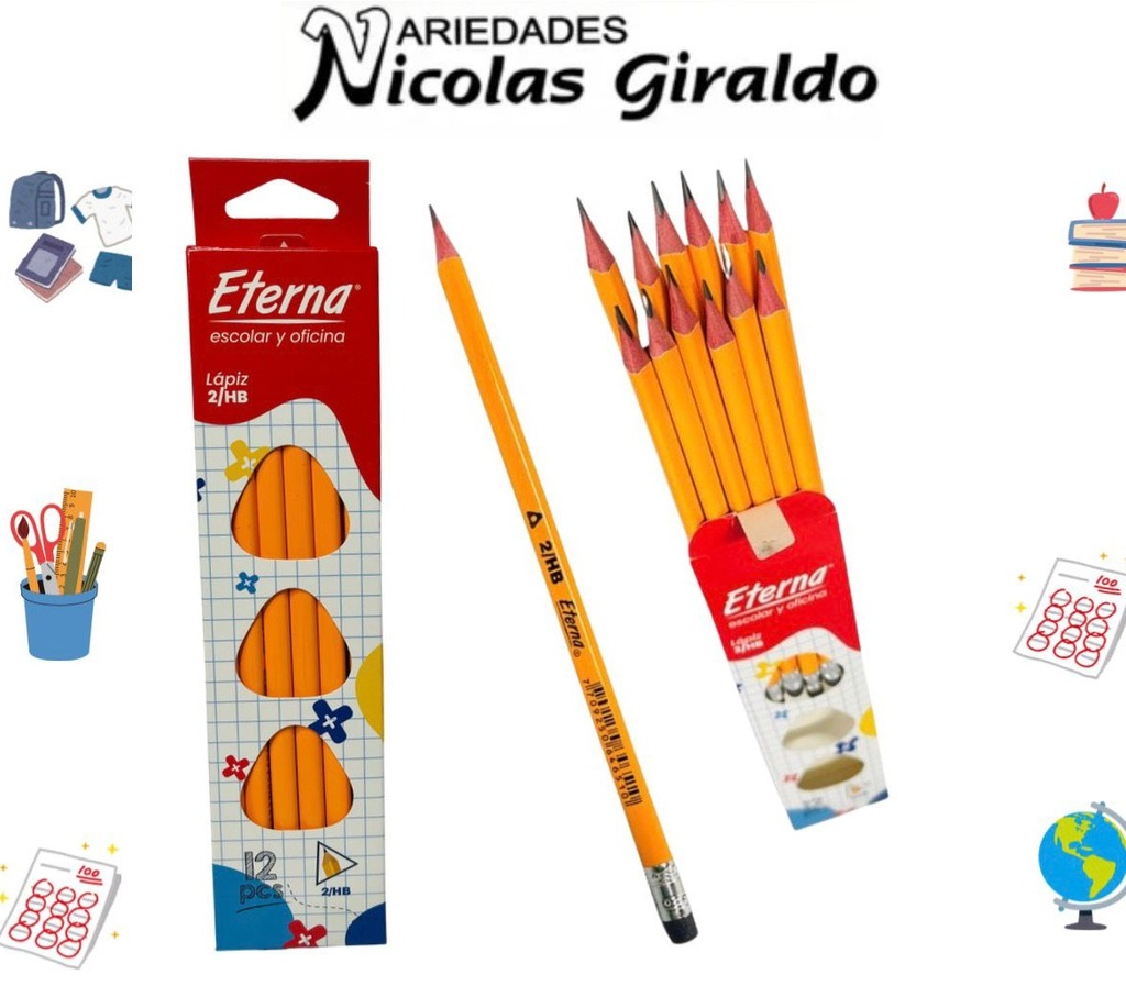 Lapiz 2hb eterna triangular x12