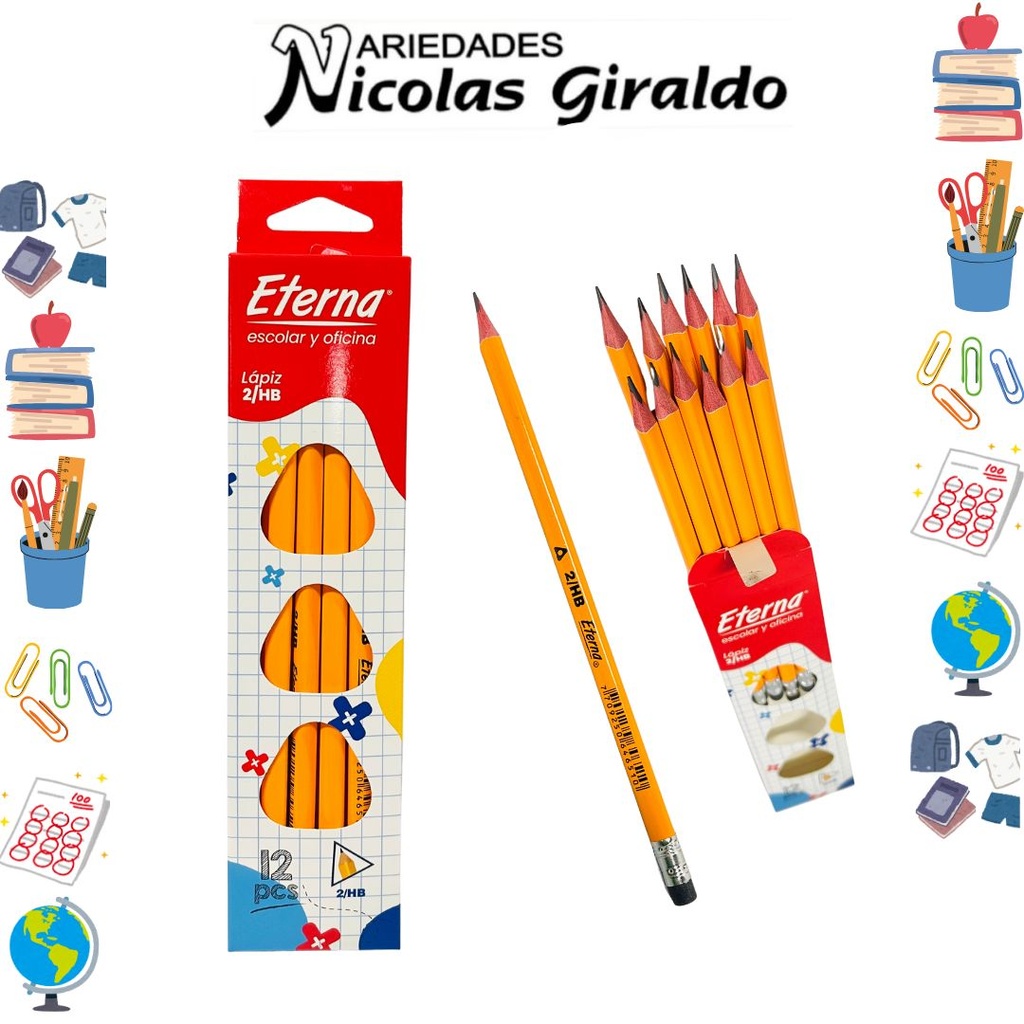 Lapiz 2hb eterna triangular x12