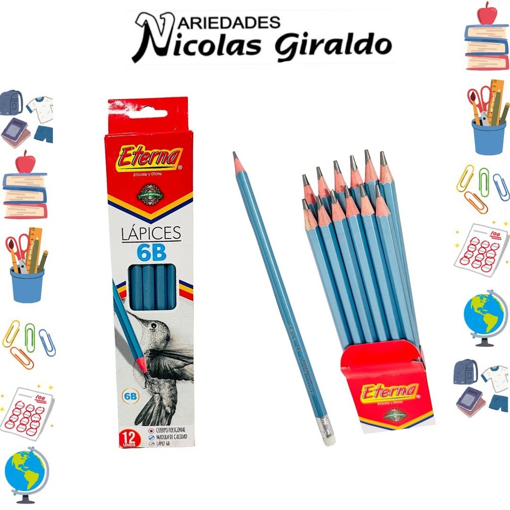 Lapiz eterna 6b x12