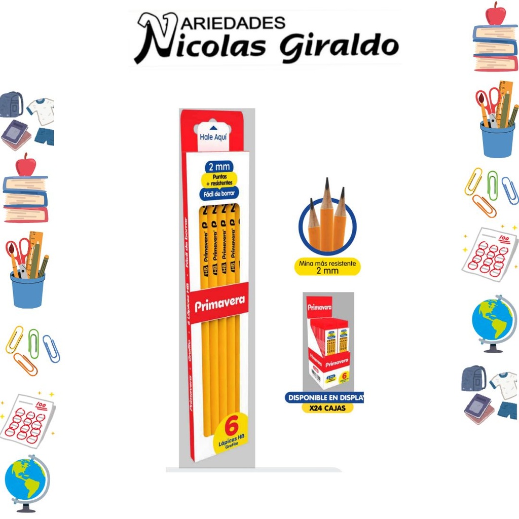 Lapiz primavera grafito x6