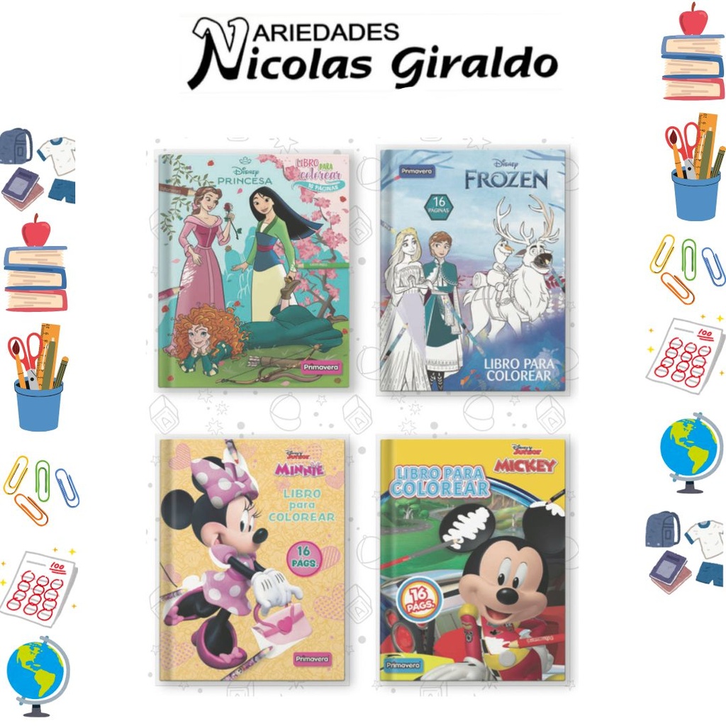 Libro colorear primavera 16 pagina niña pqt x8