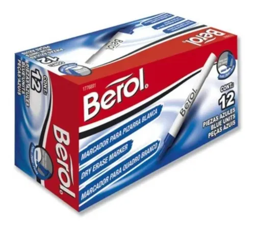 Marcador berol borrable azul caja x12 (UND $1.750)