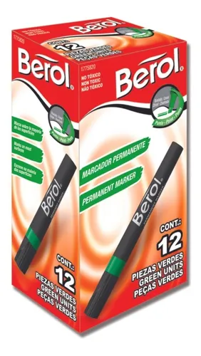 Marcador berol permanente verde caja x12 (UND $1.200)