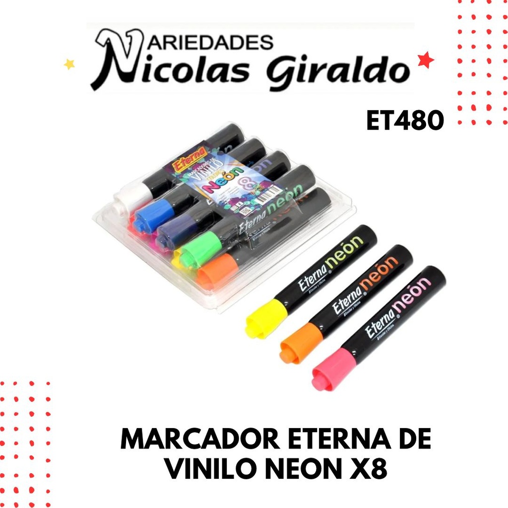 Marcador vinilo neon x8 eterna