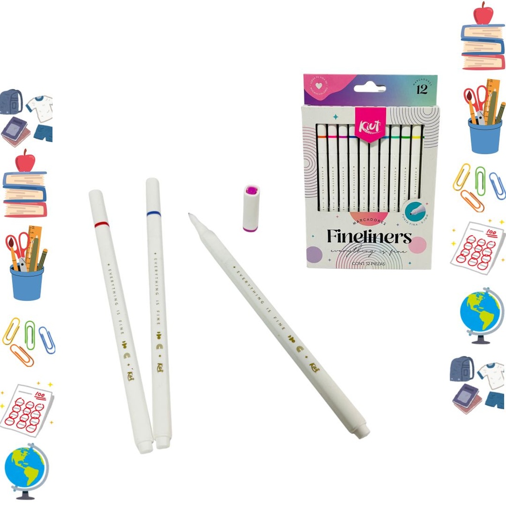 Marcador fineliners punta fina x12