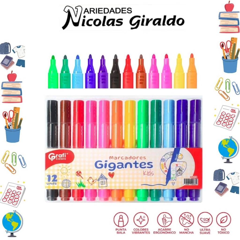 Marcador gigante x12 graficolors 