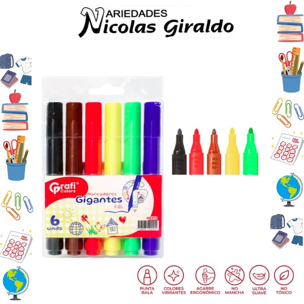 Marcador gigante x6 graficolors 