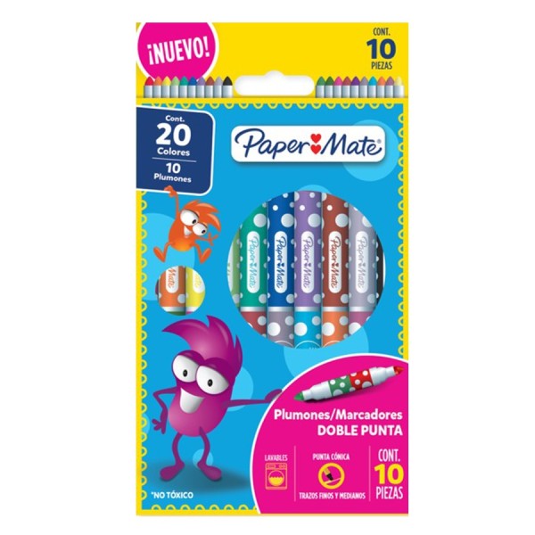 Marcador paper mate doble punta x10 piezas