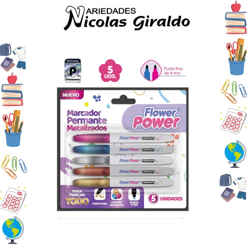 Marcador metal x5 primavera