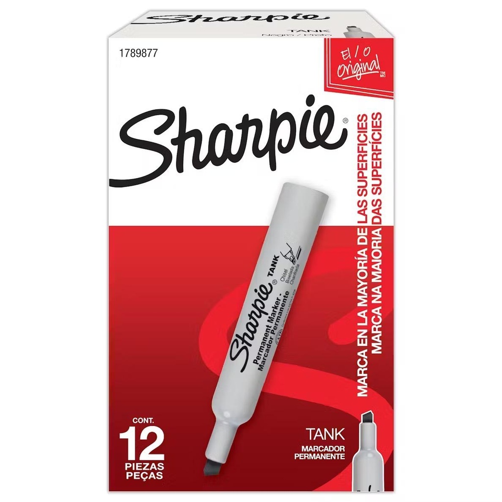 Marcador sharpie tank grueso negro caja x12