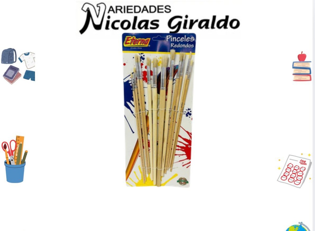 Pincel madera eterna x12 redondo grande GR166