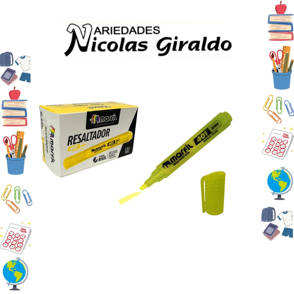 Resaltador marfil amarillo caja x12 (UND $950)