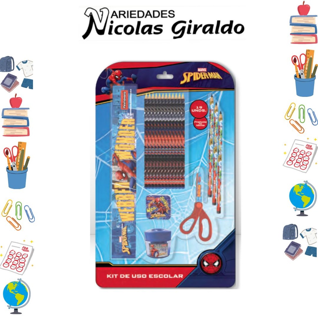 Set uso escolar primavera spiderman