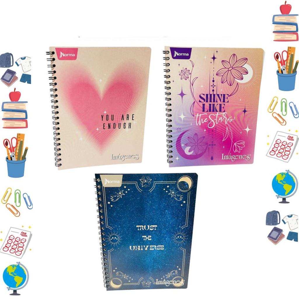 Cuaderno norma argollado grande economico raya femenino